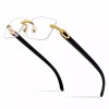 Street Knitted Gold Frame Rimless Mens Black Woodgrain 90s Rectangle