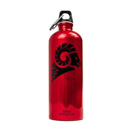 Aries Athletics Drinking Bottle 1 Litre with Carabiner Suitable for Carbonated Drinks, 1 Finger Twist Cap, Lightweight Aluminium, BPA-Free, Made in Switzerland