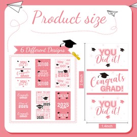 Outus 2025 Graduation Decoration Label Sticker Congrats Mini Candy Bar Wrapper Class of Party Supplies College High School Nursing Grad Celebration, Candy Not Included (Pink, 90 Pcs)