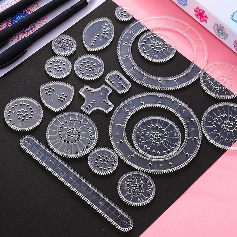LKTFATD 22Pcs Spirograph Drawing Set Geometric Spiral Stationery Tool Drawing