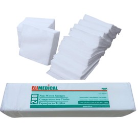 Elimedical Non-Woven Gauze Sponges 2x2, Non-Sterile, 4-ply 800pcs/box (4 Packs of 200/pkg) (2 inch X 2 inch)