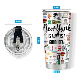 New York Travel Gift Tumbler New York Lover Gifts New York Souvenir Gifts New York Themed Gifts for Traveller Women Girls Trip Gifts Bachelorette Party Favors 12 oz Stainless Steel Coffee Thermos