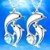 SUPAC Fashion Dolphin Necklace Heart-shaped Cubic Zirconia Decor Pendant Necklace,