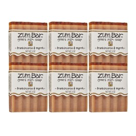 Zum Indigo Wild Goat's Milk Soap Bar - Bar Soap for Hands & Body Made with Essential Oils - 3 oz - Frankincense & Myrrh (6 Pack)