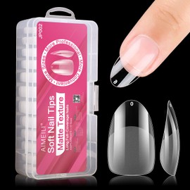 AIMEILI Pack of 432 Round Short Fake Nails Transparent Round Oval 12 Sizes Artificial Nails for Sticking Acrylic UV Gel Nail Tips Nail Art False Nails with Box - Oval
