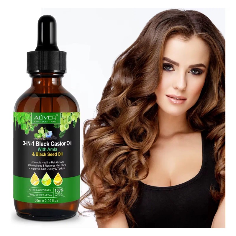 Aceite Puro 3 En 1 Oil Ricino Negro + Amla