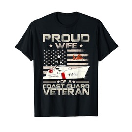 Patriotic US Coast Guard Veteran's Wife - USCG Wife US Flag T-Shirt