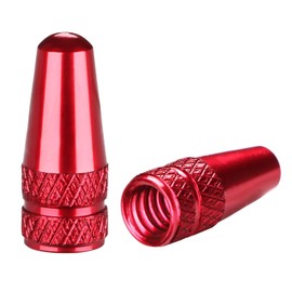 Bike Presta Valve Caps Red Presta Caps Aluminum Alloy Anodized, Fully Thread Red Air Dust Valve Stem Covers for Bike Used on Presta/French Valves, Tire Pump Accessories (5 Pack)