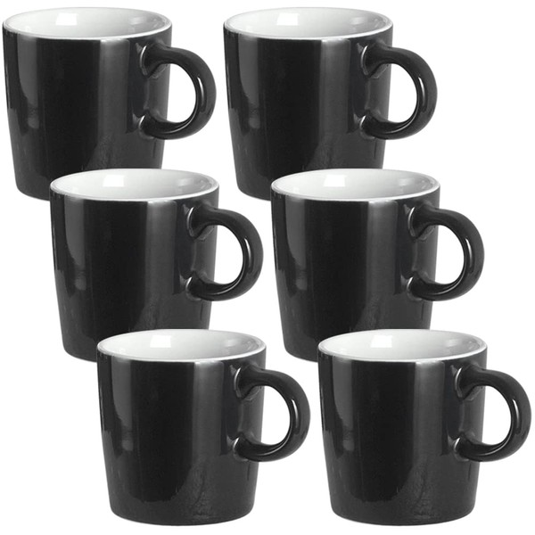 homEdge Mini Procelain Espresso Cup, 4 Ounces / 120 ml Tiny Ceramic Coffee Mugs Demitasse for Espresso, Tea- Set of 6, Black