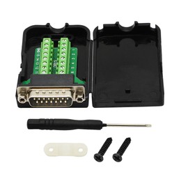 CERRXIAN DB15 Male Solderless Serial Connector to DB15 Screw Terminal Block with Case & Nuts (Black)