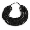 Avalaya Statement Multistrand Layered Bib Style Wood Bead Necklace In