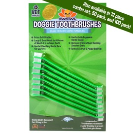 Bodhi Dog Dual-Headed Toothbrush for Dogs & Cats - Soft Bristles for Gentle Pet Dental Care - Puppy & Adult Teeth Cleaning - Easy-to-Use Design for Healthy Gums & Fresh Breath (8 Count)