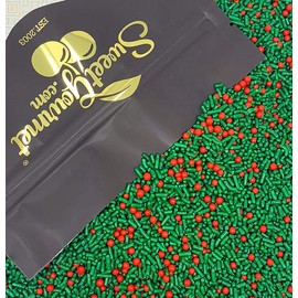 SweetGourmet Holly Berry Mix | Holiday Christmas Sprinkles Nonpareils Bulk | 2 Pounds