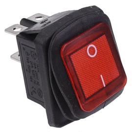 Red Rectangle Illuminated On-Off Waterproof Rocker Switch 20A DPST IP67 2 Position Car Auto Marine Vehicle DIY Electrics