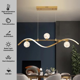 BULUXE LED Linear Island Lights for Kitchen, Modern Dimmable Dining Room Light Fixture 4-Light Kitchen Island Lighting