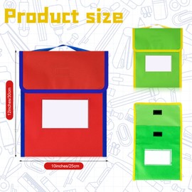 Book Bags for Classroom Medium Book Pouches Bulk Colorful Reading Book Bags with Name Tag Pockets Student Book Protector Pouch Student Chair Pockets, Waterproof 12 x 10 Inches (32 Pcs)