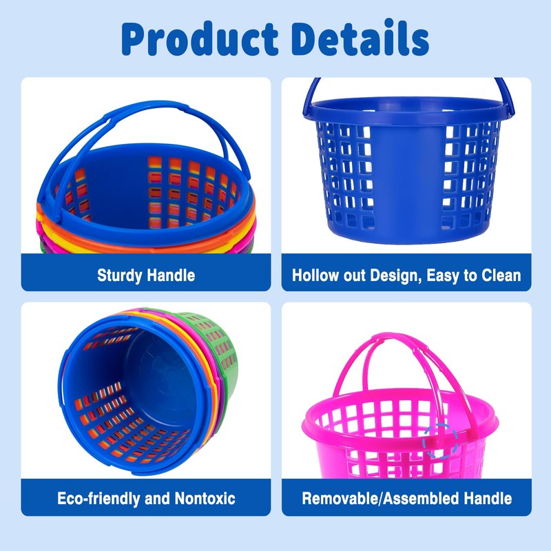 Evoio Easter Baskets for Kids, 24 Pack Plastic Easter Baskets