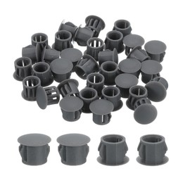 uxcell 38Pcs 10mm(3/8") Nylon Hole Plugs, Flush Type Panel Round Snap in Fastener Knockout Locking Plugs for Furniture Insert End Caps Panels, Gray