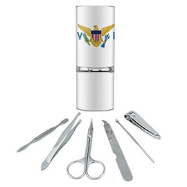 Virgin Islands US Territory Flag Stainless Steel Manicure Pedicure Grooming Beauty Care Travel Kit