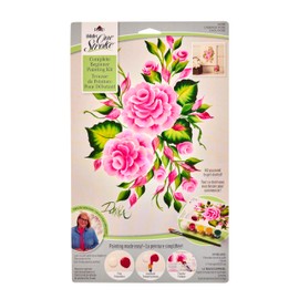FolkArt, Cabbage Rose One Stroke, Beginner Kit, Includes 5 Paint Pots, #12 Flat Brush, and a Reusable Teaching Guide