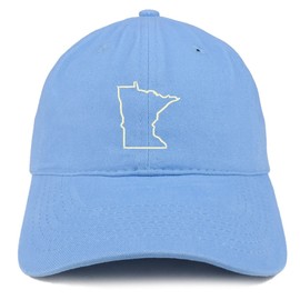 Trendy Apparel Shop Minnesota State Outline Embroidered Soft Cotton Dad Hat- Carolina Blue
