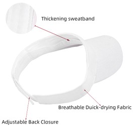 MEQUER Sun Visor Cap, Adjustable Unisex Summer UV Protection Sun Hats for Sports White