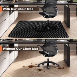 BesWin Office Chair Mat for Hard Floors, 48" x 36" Heavy Duty Computer Desk Chair Mats for Hardwood Floor, Anti-Slip Under Chair Floor Protector Mat for Home Office, Gaming - Black