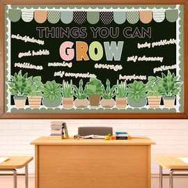 Jisfigtrh Summer Plant Classroom Bulletin Board Decorations Greenery Motivational Bulletin Board Set Plant Positive Growth Mindset Paper Cutouts for Back to School Nursery Elementary Home Wall Decor