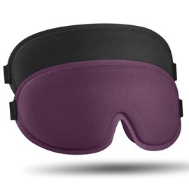 2 Pack Sleep Mask for Side Sleeper, Complete Light Blocking 3D Sleeping Eye Mask, Soft Breathable Eye Cover for Women Men, Travel, Nap, Relaxing Zero Pressure Night Blindfold (Black+Purple)
