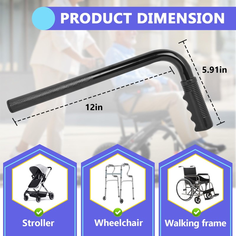 2PCS Wheelchair Handle Extenders for Wheelchair, Rallator & Stroller