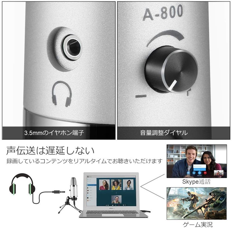 Alvoxcon PC Microphone, USB Microphone, Condenser Microphone, Commentary Microphone, Unidirectional,