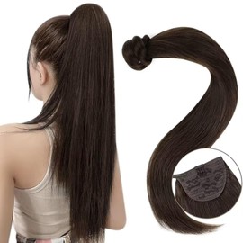 Easyouth Braid Extension Ponytail Hair Extension Real Hair Colour Darkest Brown 14 Inches 70 g Ponytail Extensions Braid