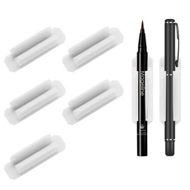 Bonsicoky 5 Pack Self-Adhesive Pen Holder Clips - Silicone Desk Pencil Holder - Clipboard Attachment Desk Organizers for School Classroom Office - White