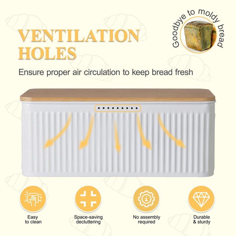 HOME PALETTE Large Bread Box for Kitchen Countertop Corner Breadbox