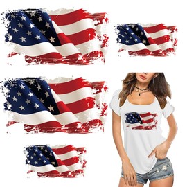4 Pcs American Flag Iron On Patches Two Sizes Flag Heat Transfer Stickers Patriotic Decals for Independence Day Clothes T-Shirt Backpacks Jeans Decorations Iron on DIY Appliques for Adults Kids