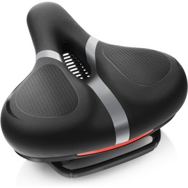 Rarapop Bicycle Seat Replacement, Bike Seat for Men and Women, Comfort Wide Bike Saddle Memory Foam Padded Soft Bike Seat Cushion Compatible with Peloton, Mountain, City Bikes, Exercise Bikes (Gray)