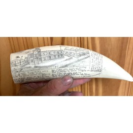 NEW !! Scrimshaw whale tooth resin REPLICA "A Sailor's prayer" Liberty and Unity