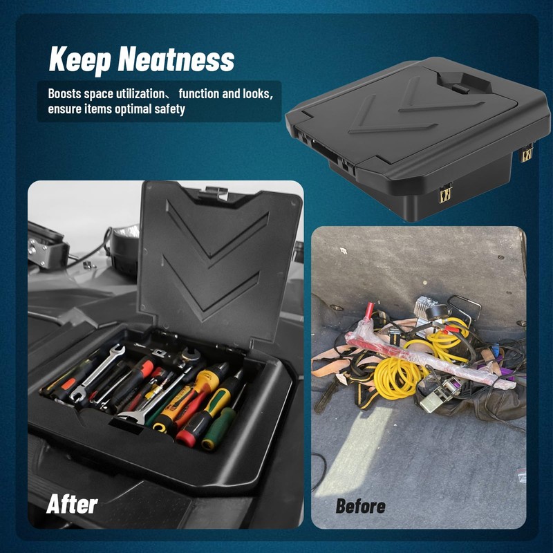 Chelhead Center Console Dash Storage Box ABS, Dashboard Tray Black