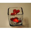 Valentine Double Red Hearts Hand Painted Stained Glass Square Candle