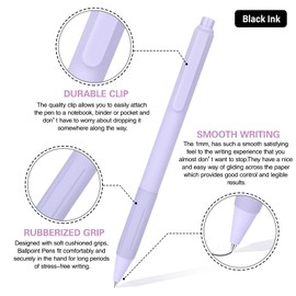 Drawdart 14-Pack Ballpoint Pens, Medium 1.0mm Black Ink Cute Pastel Office Pen, Retractable - For Smooth Writing, Note Taking and Journaling