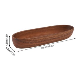 Jenngaoo Wooden Fruit Bowl, Oval Salad Bowl Multipurpose Large Capacity Wooden Boat Shaped Bowl for Food Bread Fruits Snack Dessert (L 30cm / 11.8in)