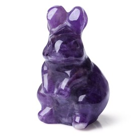 DUQGUHO 2'' Easter Amethyst Bunny Decor Spring Gifts for Women Crystals Rabbit Statue Pocket Polished Handicraft Tiny Figurines for Cute Ornament Gifts 1PC