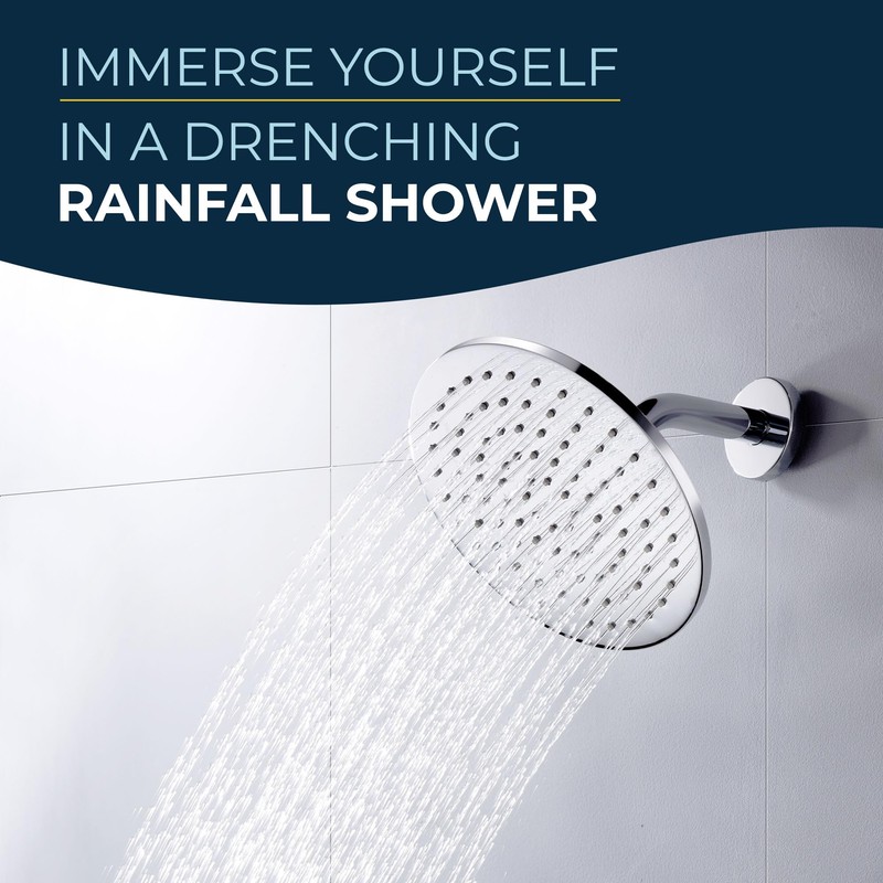 HammerHead Showers All Metal Round 8 Inch Rainfall Shower Head,