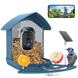 Bird Feeder with Camera,AI Identify Birds Species,Smart Birds Camera with Solar Powered,Auto Record FHD Feather Visitor Video in Backyard,Patio,Instant Notifications,Ideal Gifts for Bird Lovers