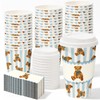 50 Sets Bear Coffee Cups with Lids Sleeves 16 Oz