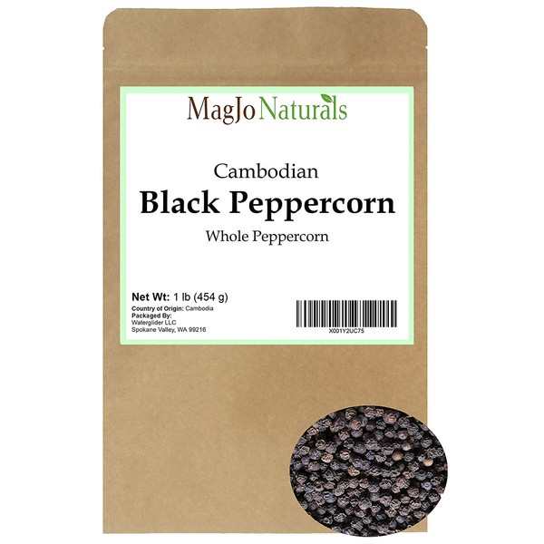 MagJo Naturals Black Peppercorn (whole) | Exclusive Cambodian Memot Black Pepper | 16 Ounce Bag