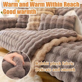 Thick Rabbit Plush Sofa Cover 1 2 3 Seater, Universal Non Slip Corner Sofa Cover L Shape Super Soft Faux Fur Sofa Slipcovers for Living Room, light gray, 90 * 120cm