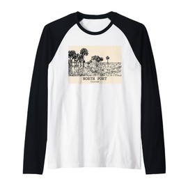 North Port Florida Vintage Retro Travel Souvenir Raglan Baseball Tee