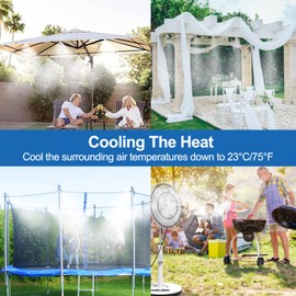 Misters for Outside Patio,Outdoor Water Misting Cooling System,50FT|15M.Backyard Mist Hose Kit for Garden,Greenhouse,Fan,Deck,Umbrella,Canopy,Pool,Porch.Trampoline Sprinkler Park,BBQ Party Accessories