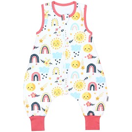 TupTam Baby Summer Sleeping Bag with Feet, Lightweight Sleeping Bag Baby Summer 0.5 Tog, Oeko-Tex, Rainbow Sun Moon Flower Shooting Star